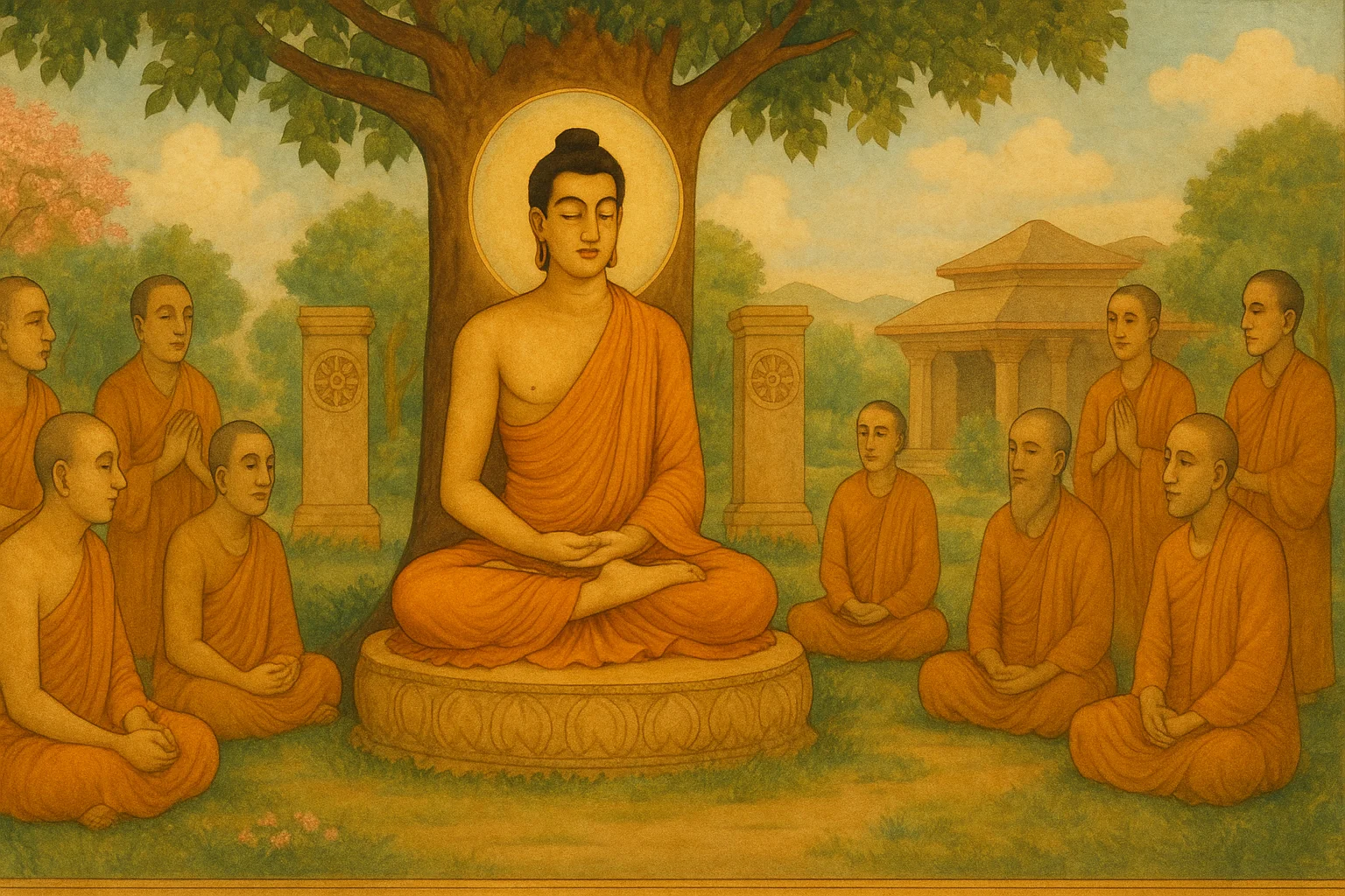 Ashoka meditating after his Buddhist transformation