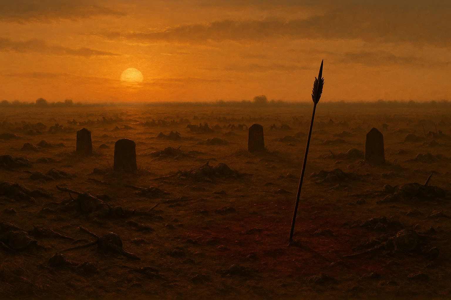 The plains of Panipat at sunset, empty battlefield
